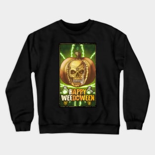 Halloween Pumpkin Skull, Weed, Weed Culture, Happy Weedoween Crewneck Sweatshirt